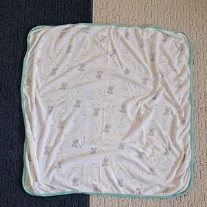 Soft White Baby Blanket with Green Trim